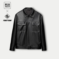 HLA海澜之家夹克男24翻领外套男春秋 黑色90 185/100A 2XL165~180斤