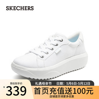 斯凯奇（Skechers）夏季女子一脚蹬休闲鞋厚底百搭小白鞋114750 白色/WHT 39.5