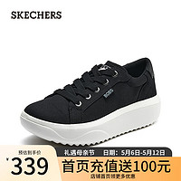 斯凯奇（Skechers）夏季女子一脚蹬休闲鞋厚底百搭小白鞋114750 黑色/BLK 39.5