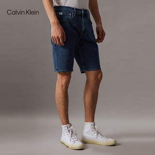 Calvin Klein Jeans24春夏男士经典标牌洗水微弹休闲牛仔短裤J325536 1A4-牛仔蓝 32