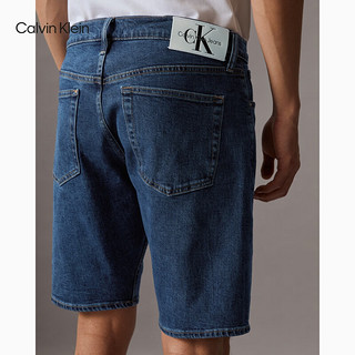 Calvin Klein Jeans24春夏男士经典标牌洗水微弹休闲牛仔短裤J325536 1A4-牛仔蓝 32