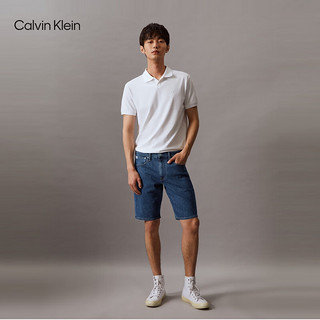 Calvin Klein Jeans24春夏男士经典标牌洗水微弹休闲牛仔短裤J325536 1A4-牛仔蓝 32