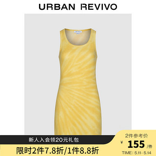 UR2024夏季女装休闲艺术印花华夫格修身连衣裙UWL740041 浅黄色 XS
