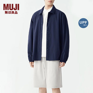 无印良品 MUJI 男式 防紫外线 衬衫式夹克 长袖防晒服防晒衣男AD91CC4S 深藏青色 M (170/92A)