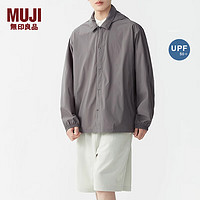 无印良品 MUJI 男式 防紫外线 衬衫式夹克 长袖防晒服防晒衣男AD91CC4S 炭灰色 S (165/84A)