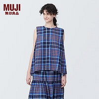 无印良品 MUJI 女式 马德拉斯格纹无袖罩衫t恤上衣打底衫  BC2IVA4S 紫色格纹 S (155/80A)