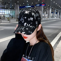 JIASHENGXI 帽子女韩版潮百搭鸭舌帽春夏款字母印花遮阳帽时尚休闲棒球帽 黑色(主图色) 可调节