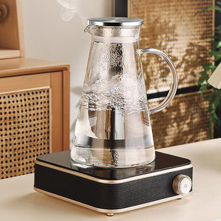 格娜斯钢化玻璃杯套装家用水杯带把泡茶杯耐高温家庭喝水杯子高颜值水具 透明把杯300ml6只+杯架
