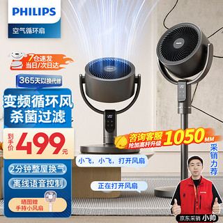 PHILIPS 飞利浦 空气循环扇家用电风扇3D自动摇头直流变频24档轻音无噪立式智能遥控定时落地扇换气扇对流涡轮扇 ACR3242CFV「24档风+杀菌过滤+语音」