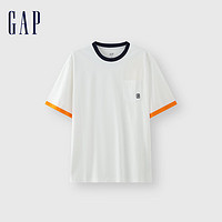 Gap 盖璞 男女款撞色拼接logo口袋短袖T恤 465586