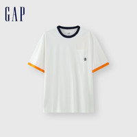 Gap 盖璞 男女款撞色拼接logo口袋短袖T恤 465586