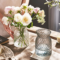 兰泽 法式网红复古轻奢花瓶透明高级感水培鲜花客厅餐桌装饰插花玻璃瓶