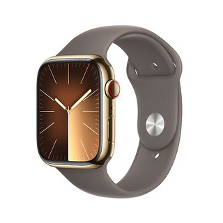 Apple 苹果 Watch Series 9 智能手表蜂窝款45毫米金色不锈钢表壳陶土色运动型表带S/M MRPK3CH/A