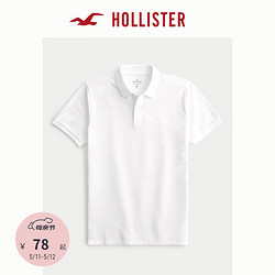 HOLLISTER 霍利斯特 24春夏新款修身刺绣纯色质感POLO衫短袖上衣男 347460-1 白色