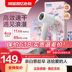 Haier 海尔 高速吹风机家用负离子护发大风力速干电吹风筒官方旗舰店正品