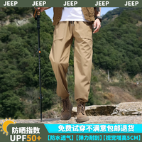 吉普（JEEP）大码休闲裤男春秋季2024束脚加肥加大胖子宽松黑色美式工装裤 卡其色 L
