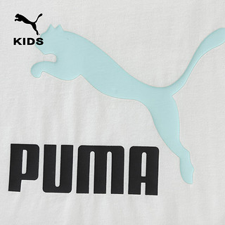 彪马（PUMA）儿童男女童短袖套装针织圆领舒适弹力休闲运动两件套 梦幻粉60301 130cm