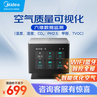 Midea 美的 中央空调风管机智慧魔方空气魔方温度湿度PM2.5CO₂TVOC甲醛空气质量六维检测