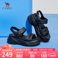 骆驼(CAMEL)面包凉鞋女舒适轻量套脚粗跟休闲凉鞋 L24M007616
