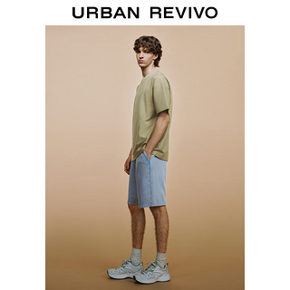 URBAN REVIVO 男士时尚休闲百搭纯色圆领短袖T恤 UML440078 灰绿  XS