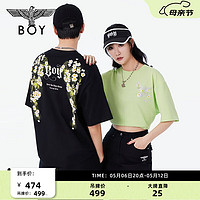 BOY LONDON24夏款短袖雏菊字母印花宽松休闲百搭T恤N01074 黑色 XL