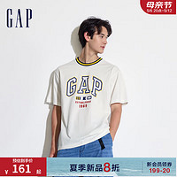 Gap男女装2024夏季纯棉亲肤撞色logo印花短袖T恤上衣465443 白色 170/92A(M) 亚洲尺码