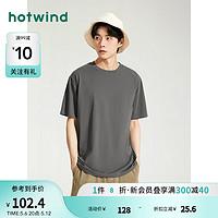 热风（Hotwind）短袖t恤男2024年秋季男士基础通勤纯色宽松舒适亲肤透气短T 09灰色 M