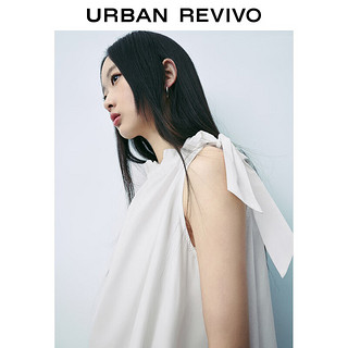 URBAN REVIVO 女装都市超宽松木耳边系带罩衫衬衫 UWU240032