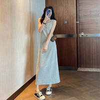 婧麒装2024春夏套装裙条纹背心连衣裙夏季 灰色连衣裙Jly82919 XXL