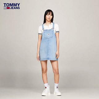 TOMMY JEANS24春夏女装经典布标大口袋宽松牛仔背带裙DW0DW17678 牛仔蓝1AB S