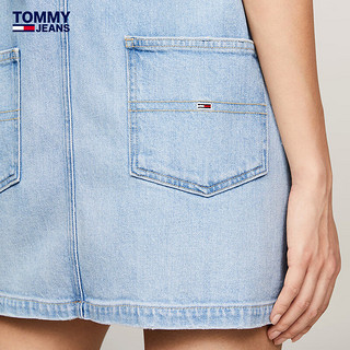 TOMMY JEANS24春夏女装经典布标大口袋宽松牛仔背带裙DW0DW17678 牛仔蓝1AB S