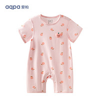 aqpa 嬰兒純棉連體衣幼兒爬服夏季新生寶寶衣服薄款哈衣 桃你開心 73cm