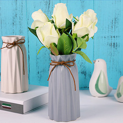 墨斗鱼 陶瓷花瓶花艺水培容器大花瓶客厅摆件植物插花瓶哑光灰色8038