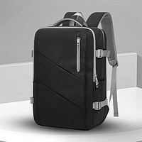 欧格双肩包男女背包大容量旅行包多功能行李包15.6英寸电脑包书包 典雅黑