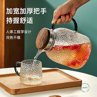 TEAHUE 忆壶茶 YI HU TEA）凉水壶耐高温玻璃杯大容量家用泡茶壶凉白开水瓶 胡桃木盖凉水壶 1800ml