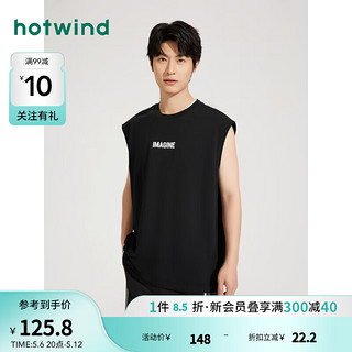 热风（Hotwind）无袖背心男2024年夏季男士宽松印花休闲背心 07绿色 S