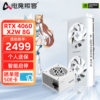 电竞叛客 RTX 4060 8G 吃鸡电竞游戏渲染设计台式电脑光追独立显卡 RTX4060 X2W+鑫谷650W电源