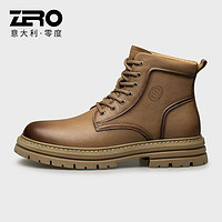 百亿补贴：ZERO 零度男鞋马丁靴2024新款夏季真皮时尚休闲高帮皮鞋户外工装靴