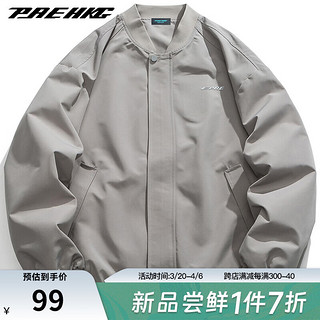 PRESSURE男士夹克外套长袖美式百搭设计感外套舒适设计感小众 太空灰 M(170/88A)