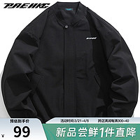 PRESSURE男士夹克外套长袖美式百搭设计感外套舒适设计感小众 黑色 M(170/88A)
