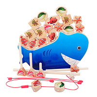 木马智慧3岁以上儿童实木多功能玩具串珠穿珠叠叠高钓鱼玩具