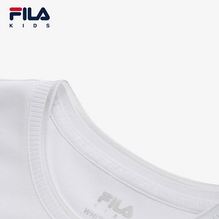 FILA【抗菌】斐乐儿童童装2024夏季中大童女童宽松短袖T恤 标准白-WT 140cm