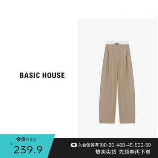 Basic House/百家好高腰时尚休闲宽松纯色款长裤女春季2024 深灰 L120-130斤