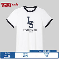 Levi's李维斯童装24夏儿童短袖T恤男童撞色学院风上衣 明亮白 90/52(2T)