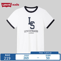 Levi's李维斯童装24夏儿童短袖T恤男童撞色学院风上衣 明亮白 90/52(2T)