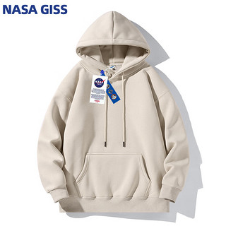 NASA GISS 连帽卫衣男秋季潮流简约纯色休闲青少年男女同款百搭上衣 卡其3XL