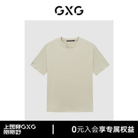 GXG男装 多色宽松纯棉精美刺绣圆领短袖T恤 卡其色 185/XXL