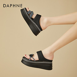 DAPHNE 达芙妮 2024夏季新款外穿高跟厚底坡跟软底时尚凉鞋凉拖鞋女鞋子