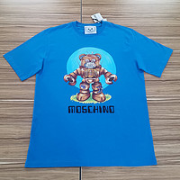 MOSCHINO 秋冬男装圆领卫衣蓝色长袖束口湖蓝logo印花52