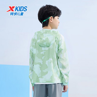 特步儿童童装男童迷彩时尚运动梭织防晒衣 淡草绿 170cm